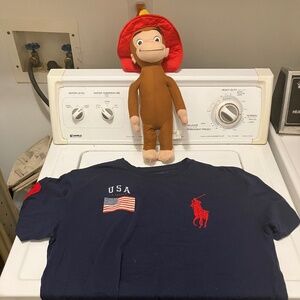 Polo Ralph Lauren Mens Medium Dark Blue American Flag #3 Big Pony Logo T-Shirt